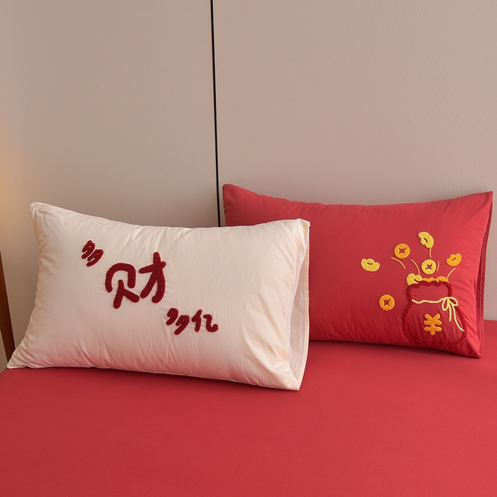 91家纺网 家纺一手货源 找家纺 炫拼家纺 2026新款A类全棉40支水洗棉毛巾绣四件套-卡通多巴胺 财源滚滚