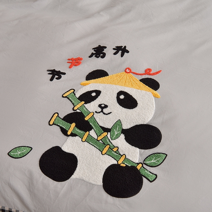 91家纺网 家纺一手货源 找家纺 炫拼家纺 2025新款A类全棉40支水洗棉毛巾绣四件套-卡通多巴胺 节节高升