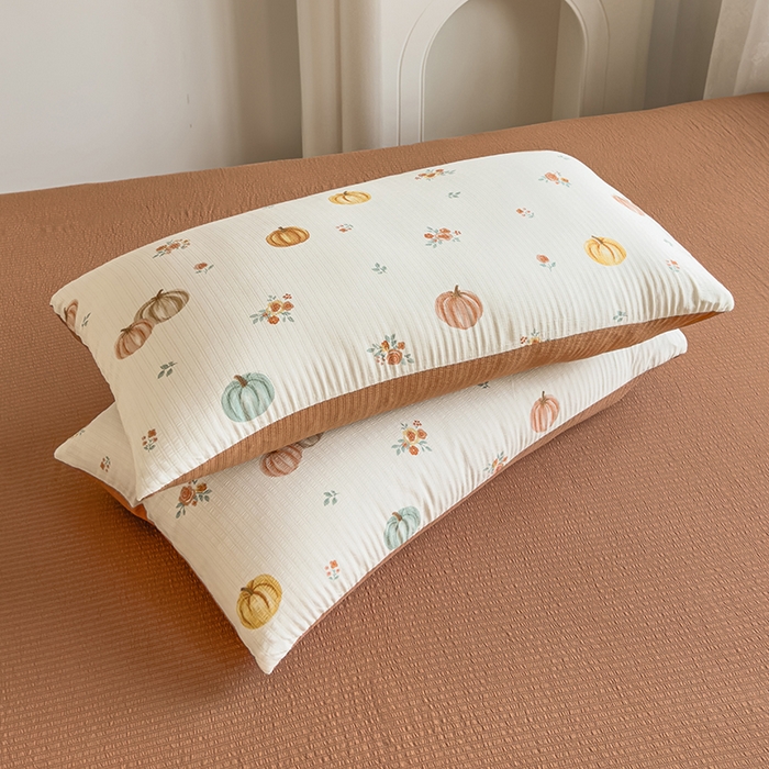 91家纺网 家纺一手货源 找家纺 王朝国际 2026新款直播电商热款彩竺棉四件套 焦糖南瓜