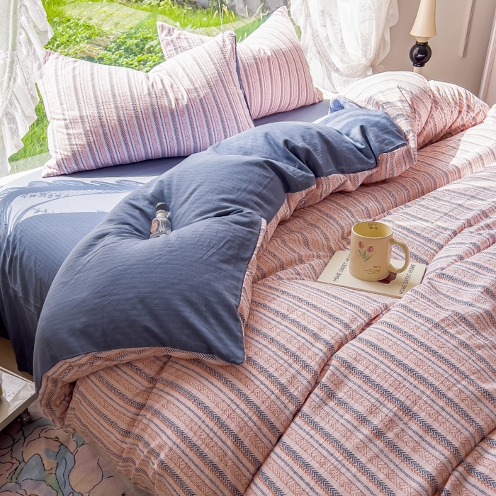 王朝国际 2026新款直播电商热款彩竺棉四件套 洛川蓝