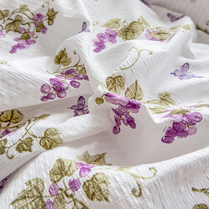 91家纺网 家纺一手货源 找家纺 王朝国际 2026新款直播电商热款彩竺棉四件套 葡萄架下