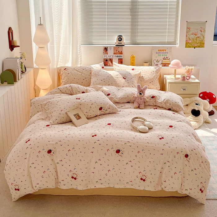 91家纺网 家纺一手货源 找家纺 （总）维娜斯家纺 2025新款印花双层纱四件套亲肤柔软适合裸睡