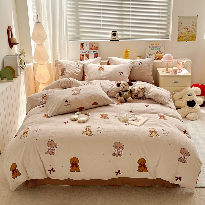 91家纺网 家纺一手货源 找家纺 （总）维娜斯家纺 2025新款印花双层纱四件套亲肤柔软适合裸睡