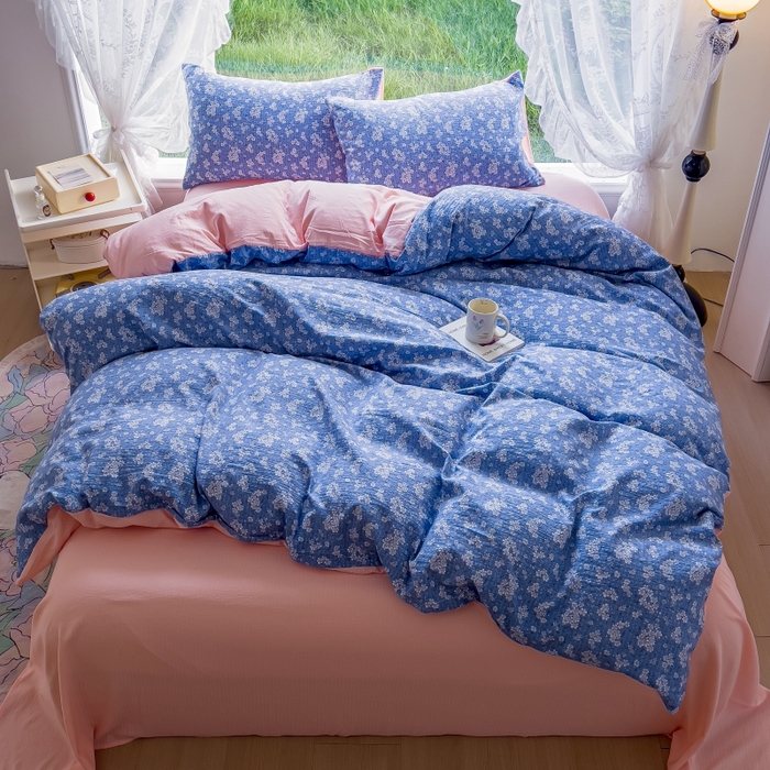 91家纺网 家纺一手货源 找家纺 王朝国际 2026新款直播电商热款彩竺棉四件套 锁清秋