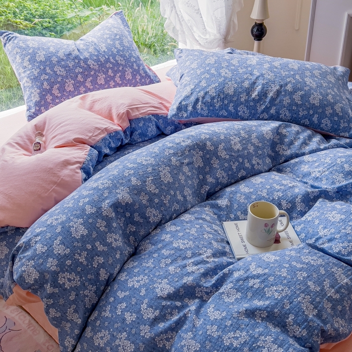 91家纺网 家纺一手货源 找家纺 王朝国际 2026新款直播电商热款彩竺棉四件套 锁清秋