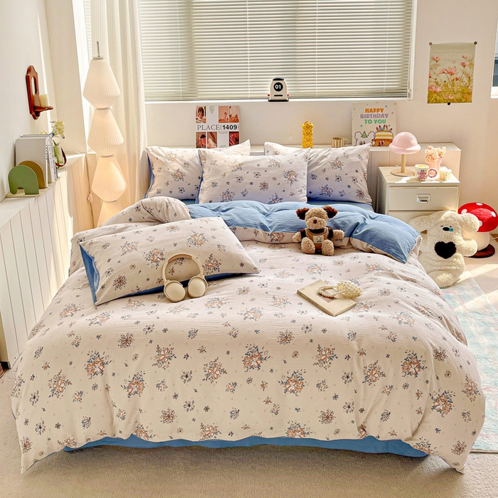 91家纺网 家纺一手货源 找家纺 （总）维娜斯家纺 2025新款印花双层纱四件套亲肤柔软适合裸睡