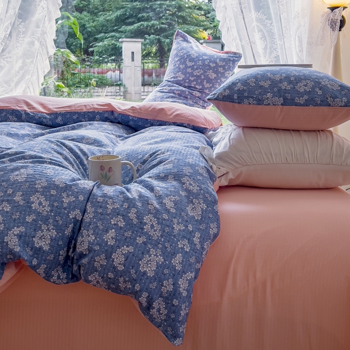 91家纺网 家纺一手货源 找家纺 王朝国际 2026新款直播电商热款彩竺棉四件套 锁清秋