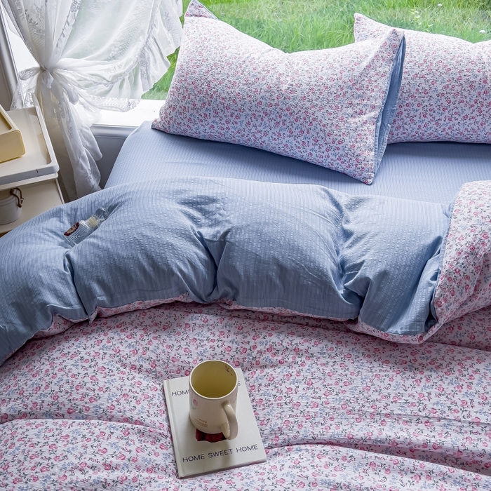 91家纺网 家纺一手货源 找家纺 王朝国际 2026新款直播电商热款彩竺棉四件套 小苍兰