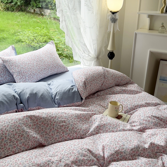 91家纺网 家纺一手货源 找家纺 王朝国际 2026新款直播电商热款彩竺棉四件套 小苍兰