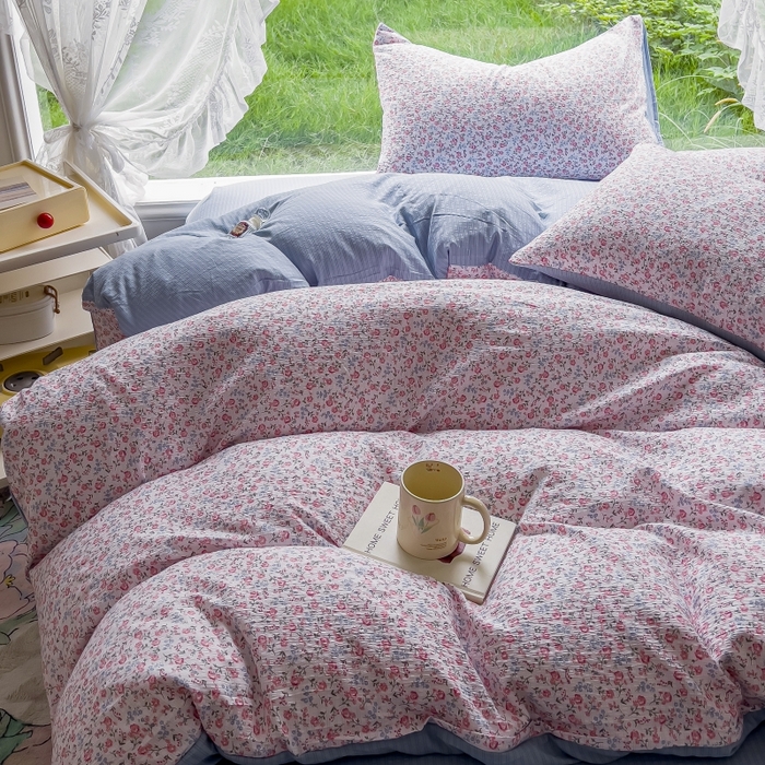 91家纺网 家纺一手货源 找家纺 王朝国际 2026新款直播电商热款彩竺棉四件套 小苍兰