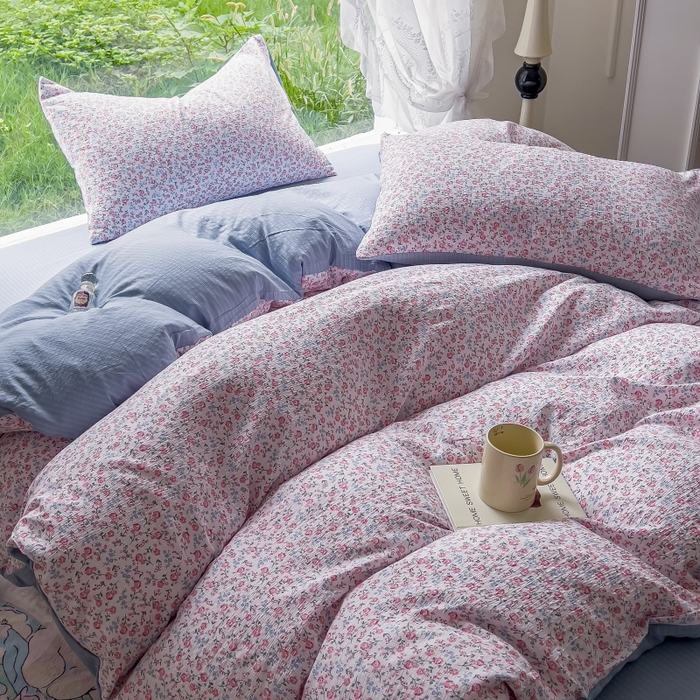 91家纺网 家纺一手货源 找家纺 王朝国际 2026新款直播电商热款彩竺棉四件套 小苍兰