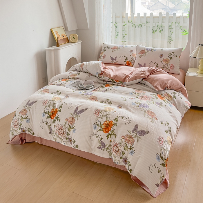 91家纺网 家纺一手货源 找家纺 王朝国际 2026新款直播电商热款彩竺棉四件套 一代芳华