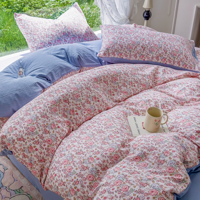 91家纺网 家纺一手货源 找家纺 王朝国际 2026新款直播电商热款彩竺棉四件套 月下蔷薇