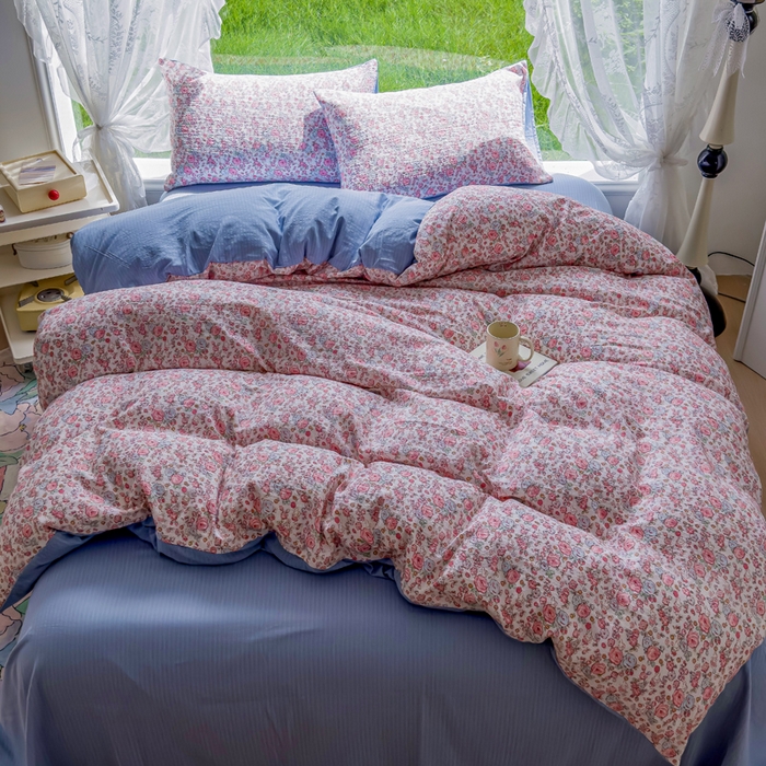 91家纺网 家纺一手货源 找家纺 王朝国际 2026新款直播电商热款彩竺棉四件套 月下蔷薇