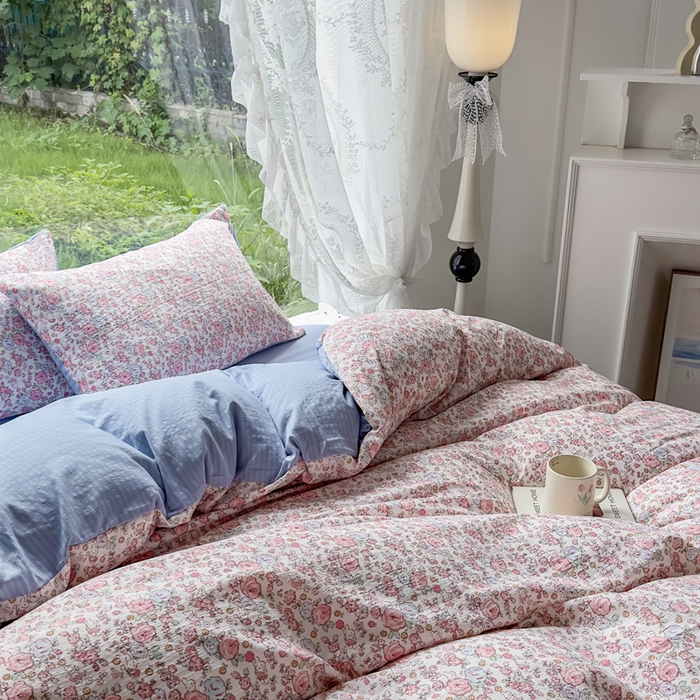 91家纺网 家纺一手货源 找家纺 王朝国际 2026新款直播电商热款彩竺棉四件套 月下蔷薇