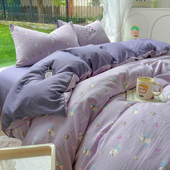 王朝国际 2026新款直播电商热款彩竺棉四件套 安妮兔