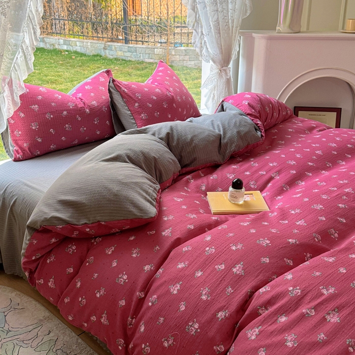 91家纺网 家纺一手货源 找家纺 王朝国际 2026新款直播电商热款彩竺棉四件套 红昭