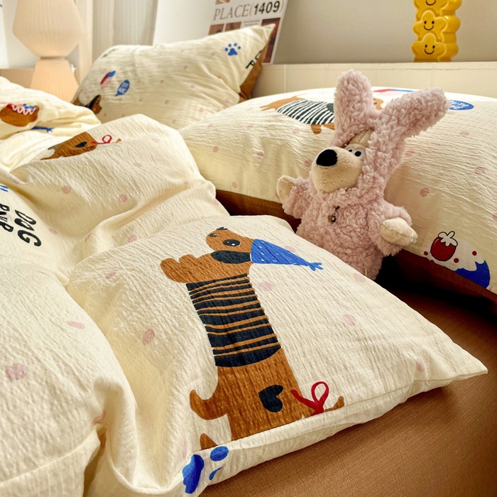 91家纺网 家纺一手货源 找家纺 （总）维娜斯家纺 2025新款印花双层纱四件套亲肤柔软适合裸睡