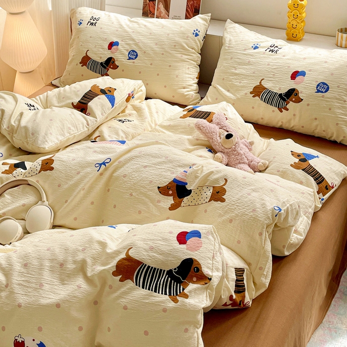 91家纺网 家纺一手货源 找家纺 （总）维娜斯家纺 2025新款印花双层纱四件套亲肤柔软适合裸睡