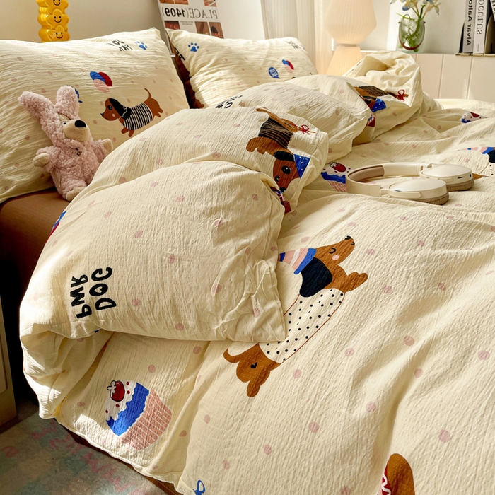 91家纺网 家纺一手货源 找家纺 （总）维娜斯家纺 2025新款印花双层纱四件套亲肤柔软适合裸睡