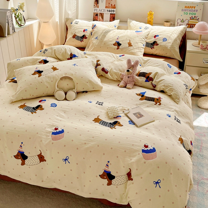 91家纺网 家纺一手货源 找家纺 （总）维娜斯家纺 2025新款印花双层纱四件套亲肤柔软适合裸睡