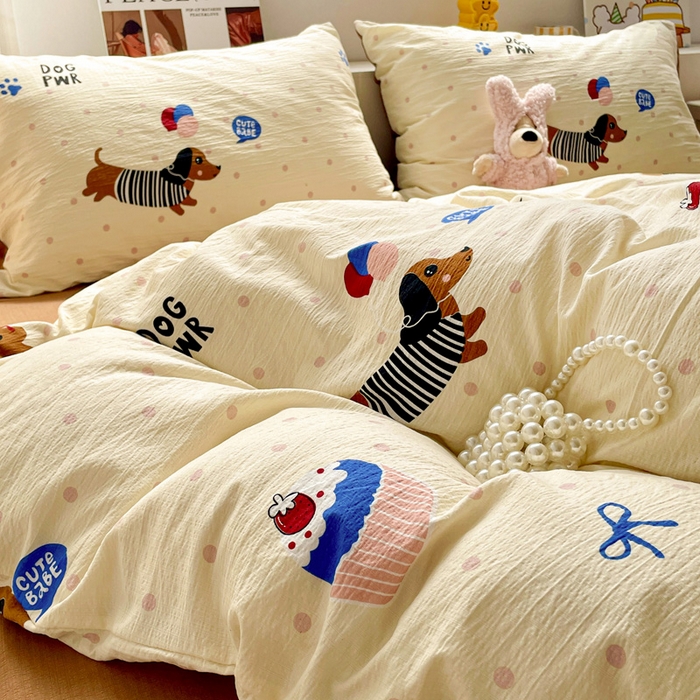 91家纺网 家纺一手货源 找家纺 维娜斯家纺 2025新款印花双层纱四件套亲肤柔软适合裸睡 欢度节日