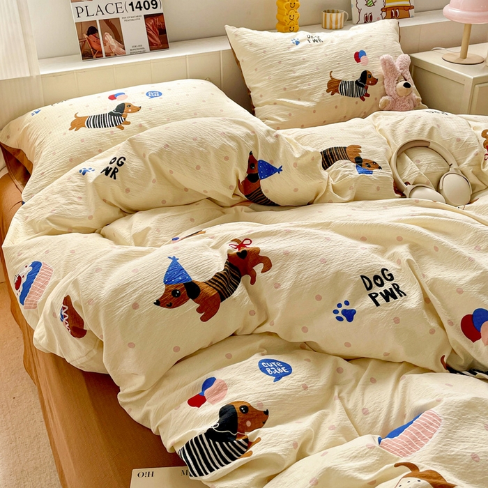 91家纺网 家纺一手货源 找家纺 维娜斯家纺 2025新款印花双层纱四件套亲肤柔软适合裸睡 欢度节日