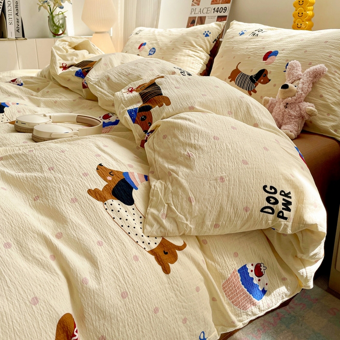 91家纺网 家纺一手货源 找家纺 维娜斯家纺 2025新款印花双层纱四件套亲肤柔软适合裸睡 欢度节日