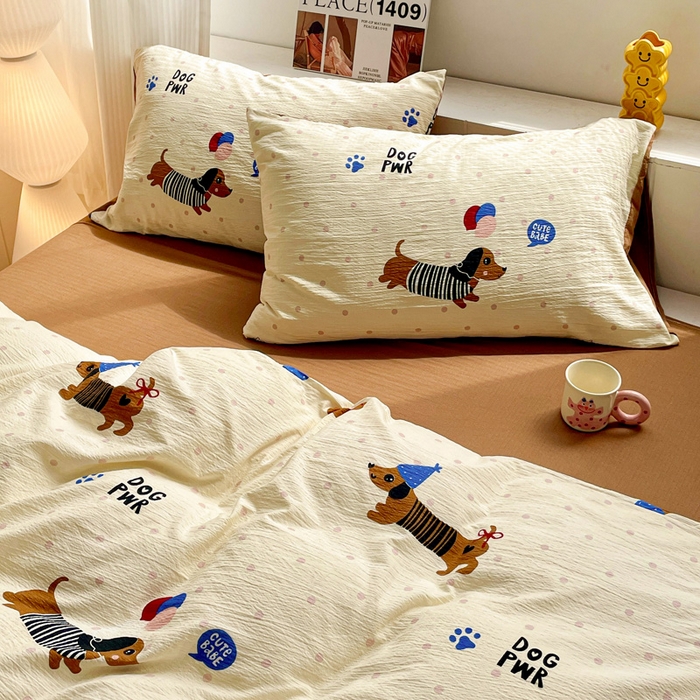 91家纺网 家纺一手货源 找家纺 维娜斯家纺 2025新款印花双层纱四件套亲肤柔软适合裸睡 欢度节日