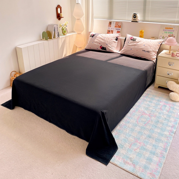 91家纺网 家纺一手货源 找家纺 维娜斯家纺 2025新款印花双层纱四件套亲肤柔软适合裸睡 欢乐猫咪