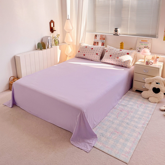 91家纺网 家纺一手货源 找家纺 维娜斯家纺 2025新款印花双层纱四件套亲肤柔软适合裸睡 奶油草莓