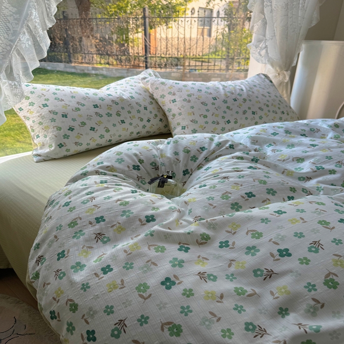 91家纺网 家纺一手货源 找家纺 王朝国际 2026新款直播电商热款彩竺棉四件套 幸运草