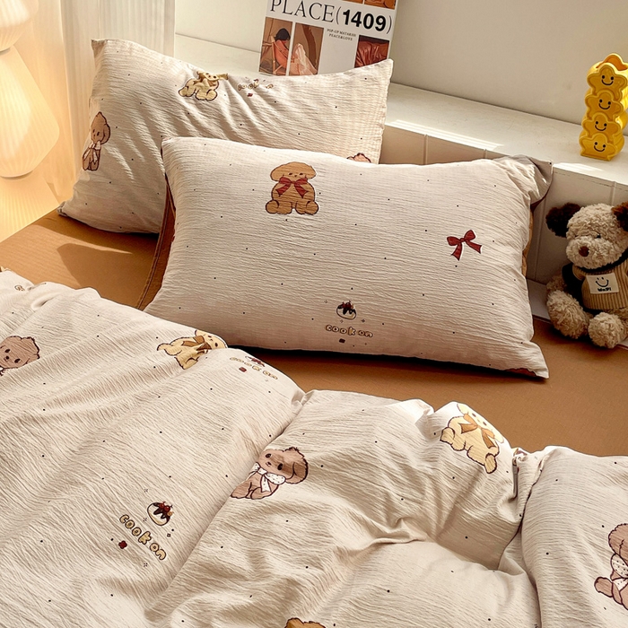 91家纺网 家纺一手货源 找家纺 维娜斯家纺 2025新款印花双层纱四件套亲肤柔软适合裸睡 甜心派对