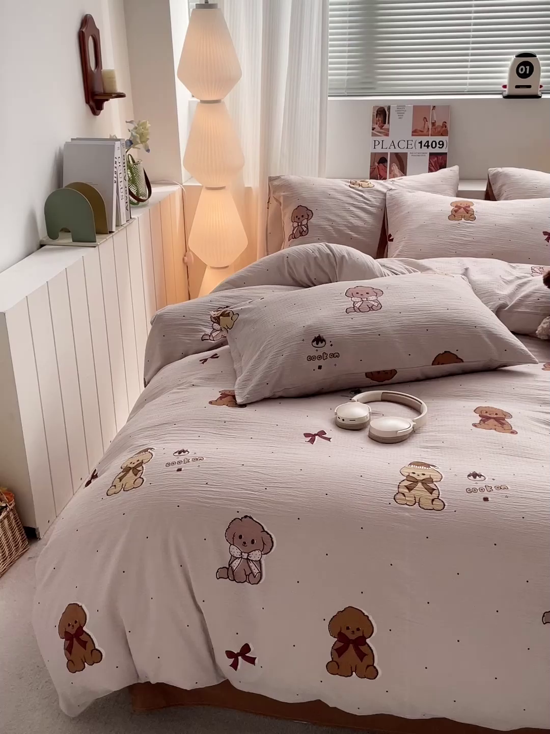 91家纺网 家纺一手货源 找家纺 维娜斯家纺 2025新款印花双层纱四件套亲肤柔软适合裸睡 甜心派对