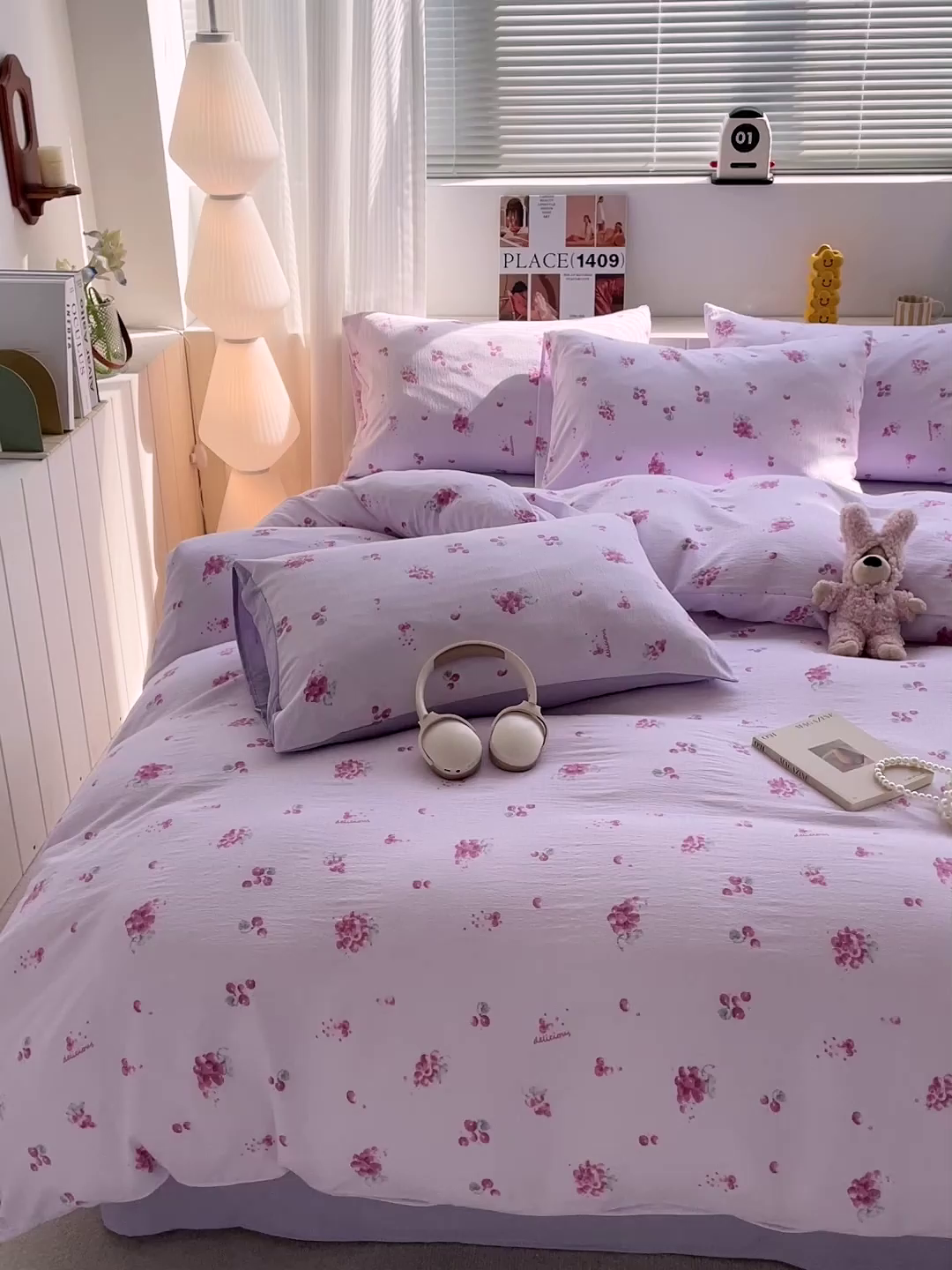 91家纺网 家纺一手货源 找家纺 维娜斯家纺 2025新款印花双层纱四件套亲肤柔软适合裸睡 夏日盛果