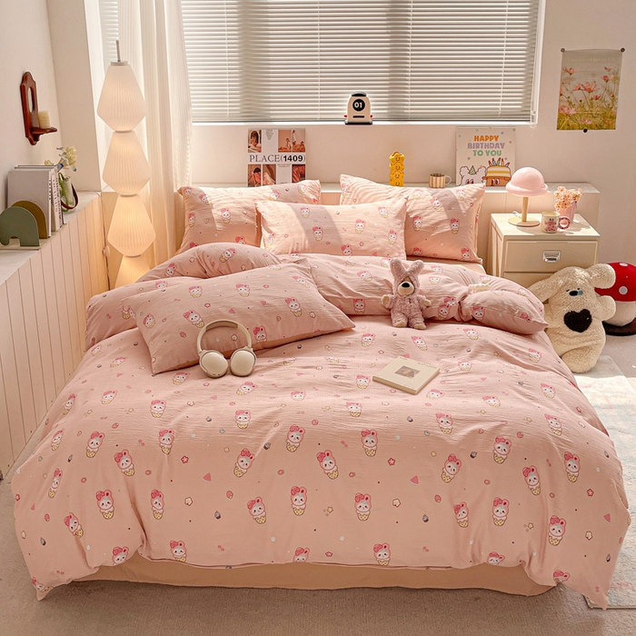 维娜斯家纺 2025新款印花双层纱四件套亲肤柔软适合裸睡 小兔莉莉