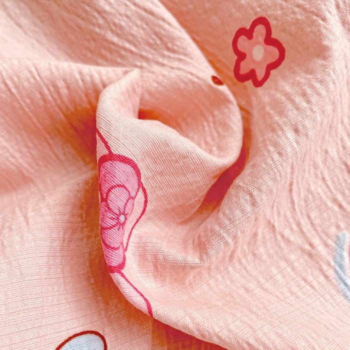 91家纺网 家纺一手货源 找家纺 维娜斯家纺 2025新款印花双层纱四件套亲肤柔软适合裸睡 小兔莉莉