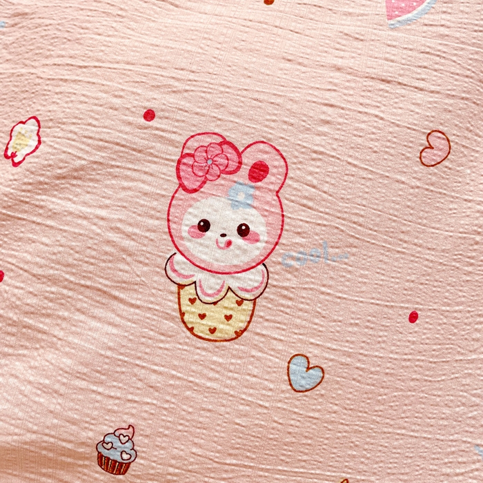 91家纺网 家纺一手货源 找家纺 维娜斯家纺 2025新款印花双层纱四件套亲肤柔软适合裸睡 小兔莉莉