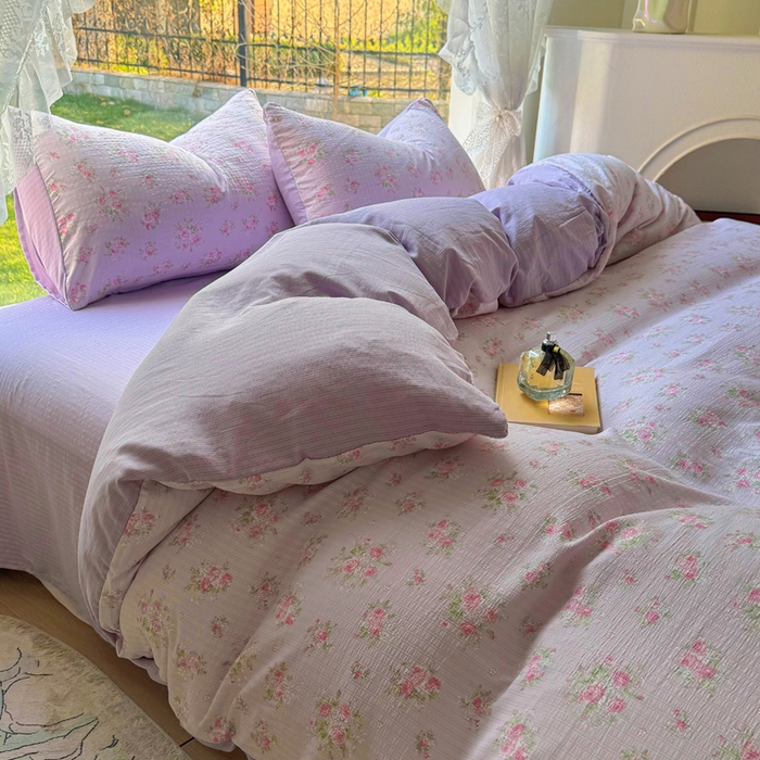 王朝国际 2026新款直播电商热款彩竺棉四件套 紫陌