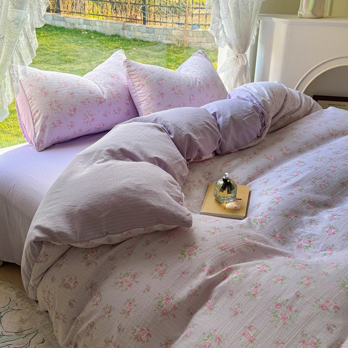 91家纺网 家纺一手货源 找家纺 王朝国际 2026新款直播电商热款彩竺棉四件套 紫陌