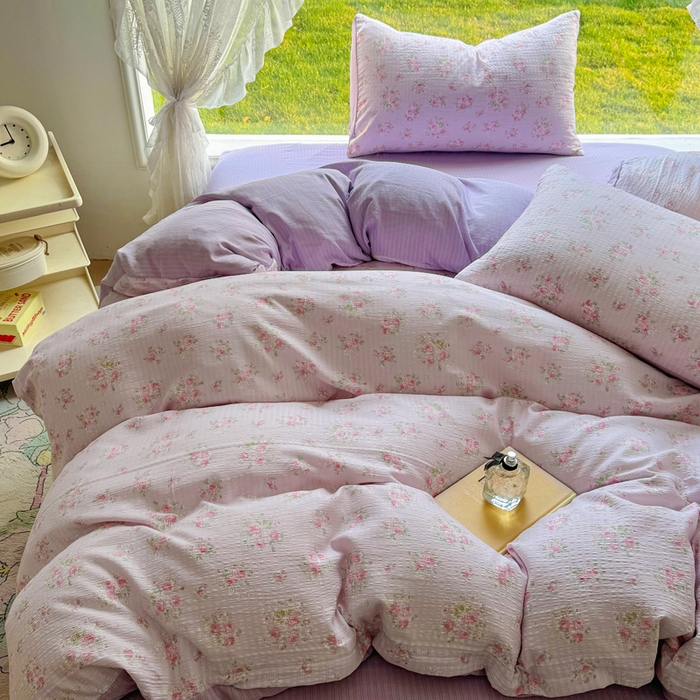 91家纺网 家纺一手货源 找家纺 王朝国际 2026新款直播电商热款彩竺棉四件套 紫陌