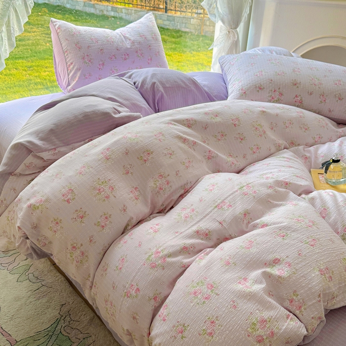 91家纺网 家纺一手货源 找家纺 王朝国际 2026新款直播电商热款彩竺棉四件套 紫陌