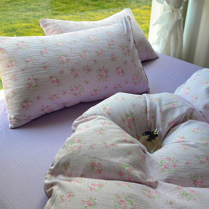 91家纺网 家纺一手货源 找家纺 王朝国际 2026新款直播电商热款彩竺棉四件套 紫陌