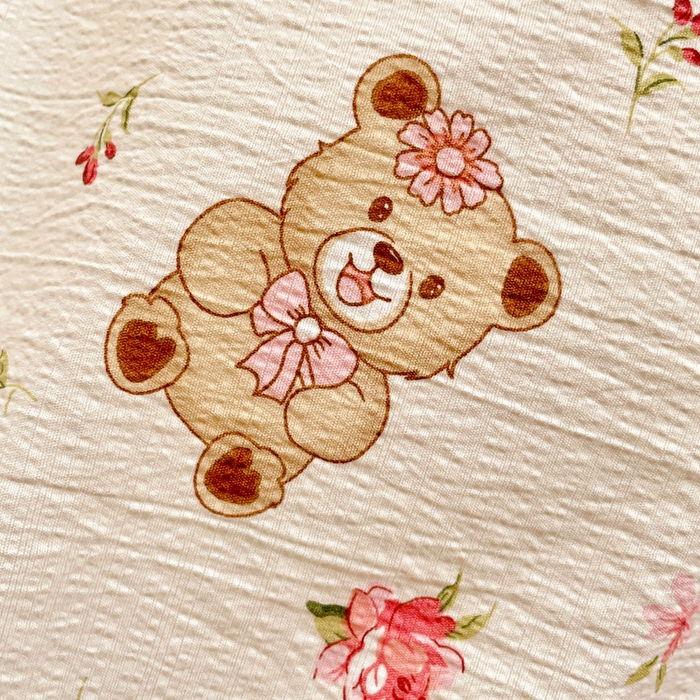 91家纺网 家纺一手货源 找家纺 维娜斯家纺 2025新款印花双层纱四件套亲肤柔软适合裸睡 小熊花园