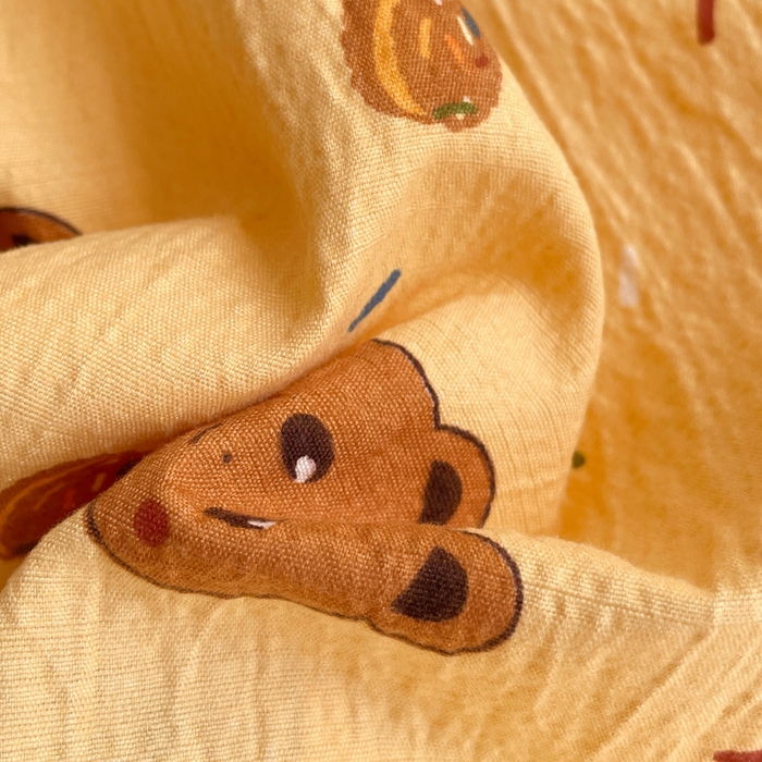 91家纺网 家纺一手货源 找家纺 维娜斯家纺 2025新款印花双层纱四件套亲肤柔软适合裸睡 小熊梦梦