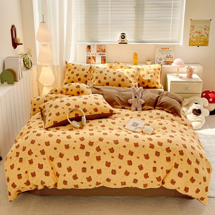 维娜斯家纺 2025新款印花双层纱四件套亲肤柔软适合裸睡 小熊梦梦