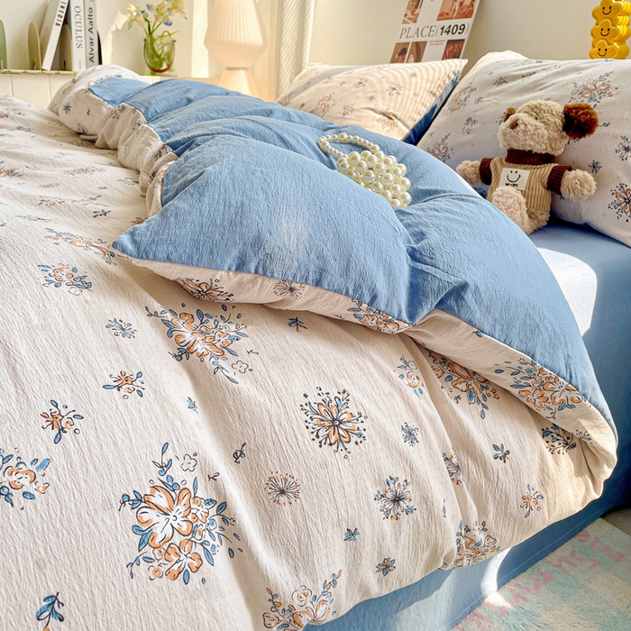 91家纺网 家纺一手货源 找家纺 维娜斯家纺 2025新款印花双层纱四件套亲肤柔软适合裸睡 悠然南山