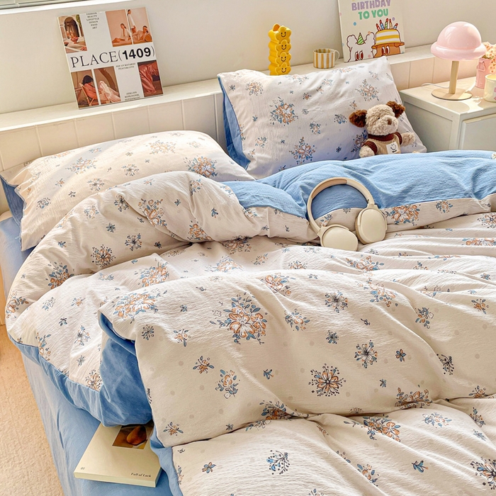 91家纺网 家纺一手货源 找家纺 维娜斯家纺 2025新款印花双层纱四件套亲肤柔软适合裸睡 悠然南山