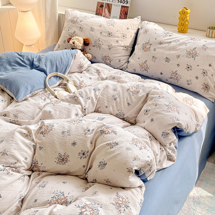 91家纺网 家纺一手货源 找家纺 维娜斯家纺 2025新款印花双层纱四件套亲肤柔软适合裸睡 悠然南山