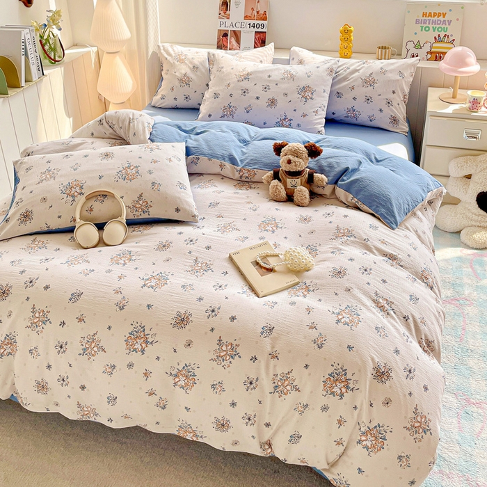 91家纺网 家纺一手货源 找家纺 维娜斯家纺 2025新款印花双层纱四件套亲肤柔软适合裸睡 悠然南山